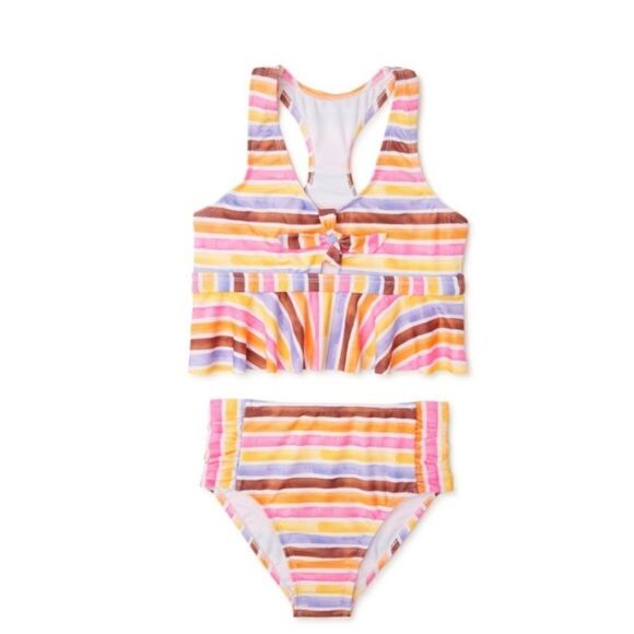 GIRLS STRIPED TANKINI Swimsuit Bathing Suit UPF 50+ 2-Pack Size 4/5 - Picture 6 of 8